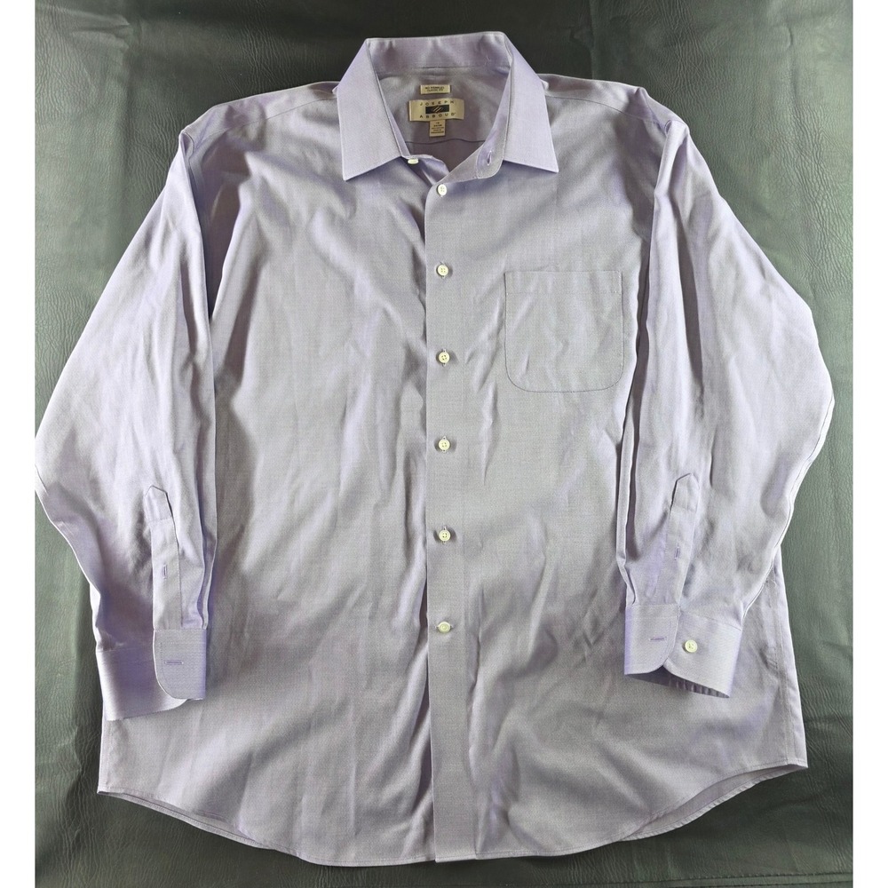 Joseph Abboud Mens Lavender Herringbone Dress Shirt 18 34/35 Classic Fit Cotton
